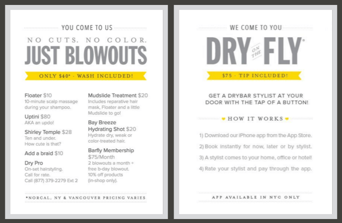 Dry Bar Menu